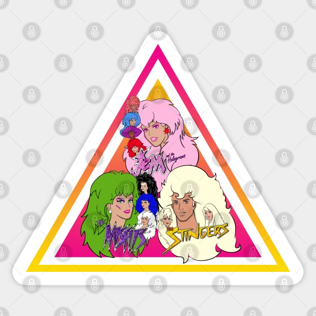 Jem and the Holograms + The Misfits + The Stingers by BraePrint Sticker by Braeprint